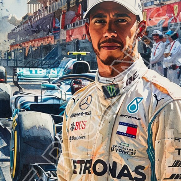 Sir Lewis Hamilton F1 Racing 11x17 Art Print - Picture 2 of 2